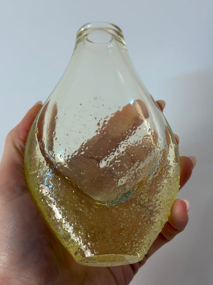 Vintage Vase gelb von Miloslav Klinger für Železný Brod Sklo