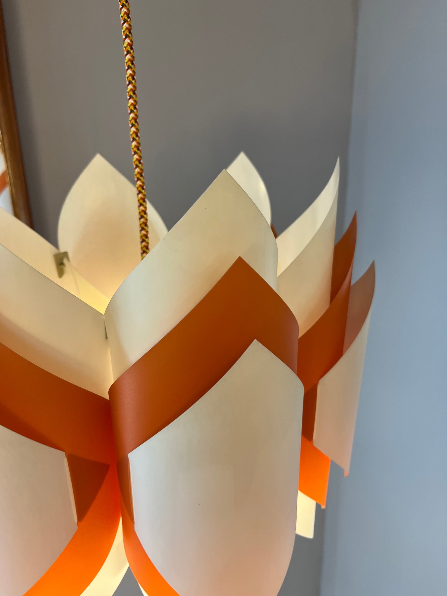 Vintage Hängelampe Ballet orange weiß von Lars Schiøler für P.J. Høyrup