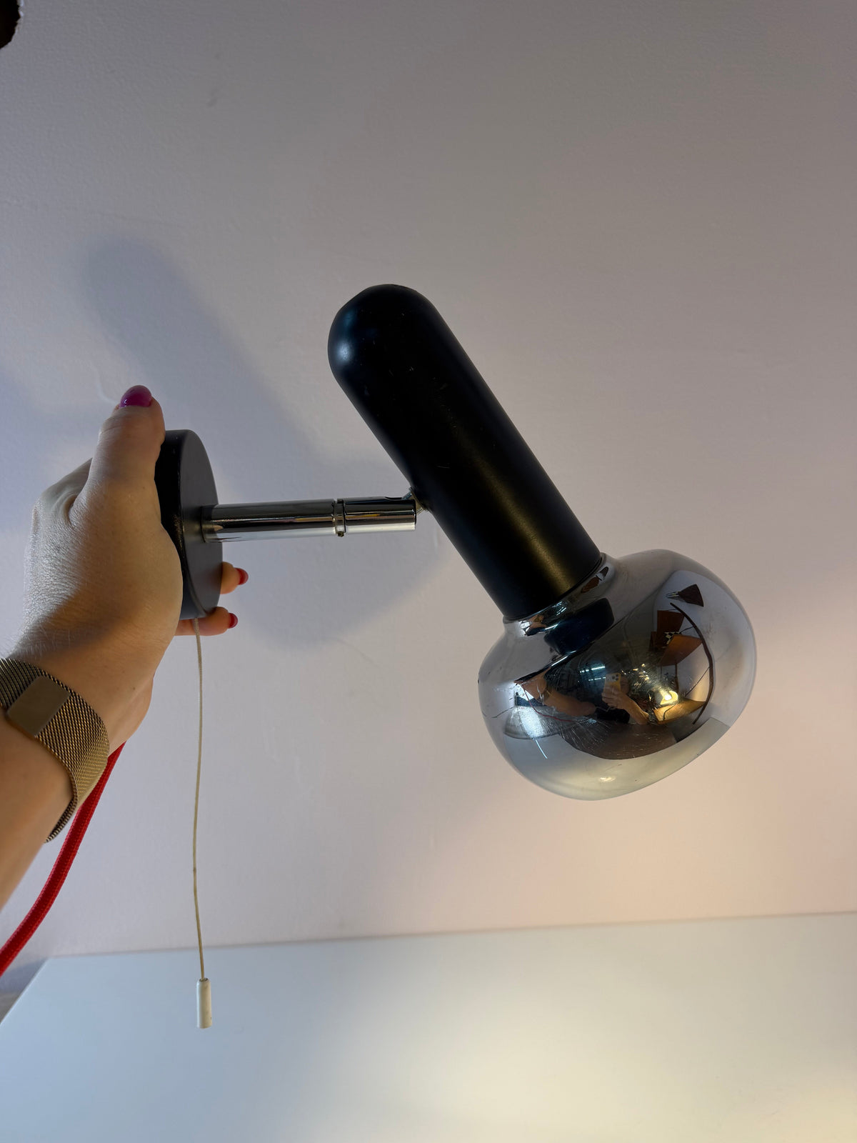 Vintage Wandlampe von Sische, Schwarz-Chrom