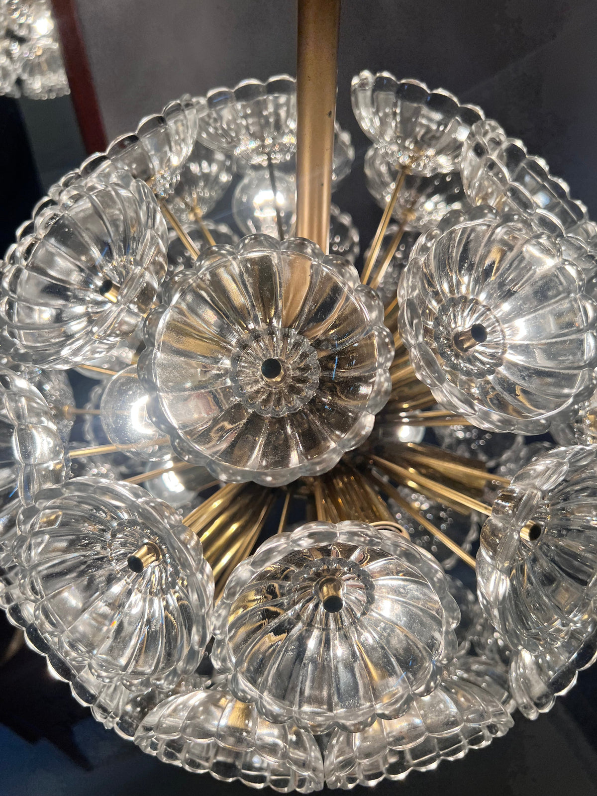 Vintage Kronleuchter Pusteblume von VEB Kristalleuchte Ebersbach