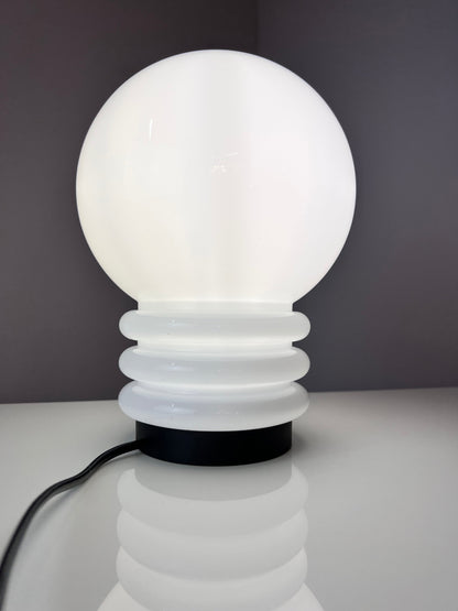 Vintage Tischlampe Glas von Glashütte Limburg weiß