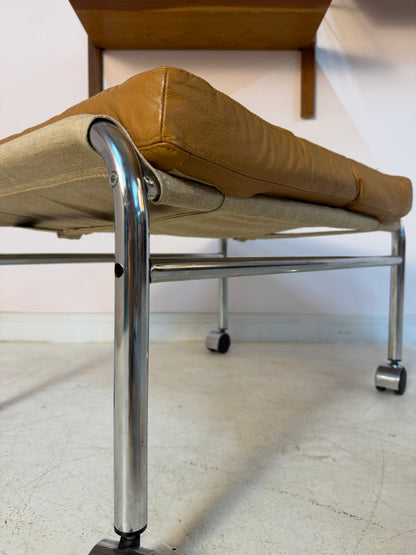 Vintage Hocker "Bore" von Noboru Nakamura für IKEA, Chrom und Leder