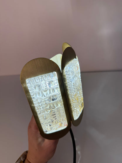 Vintage Wandlampe gold Glas von Vitrika