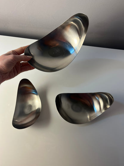 Vintage Servierschale Leaf von Helle Damkjær für Georg Jensen Set von 3