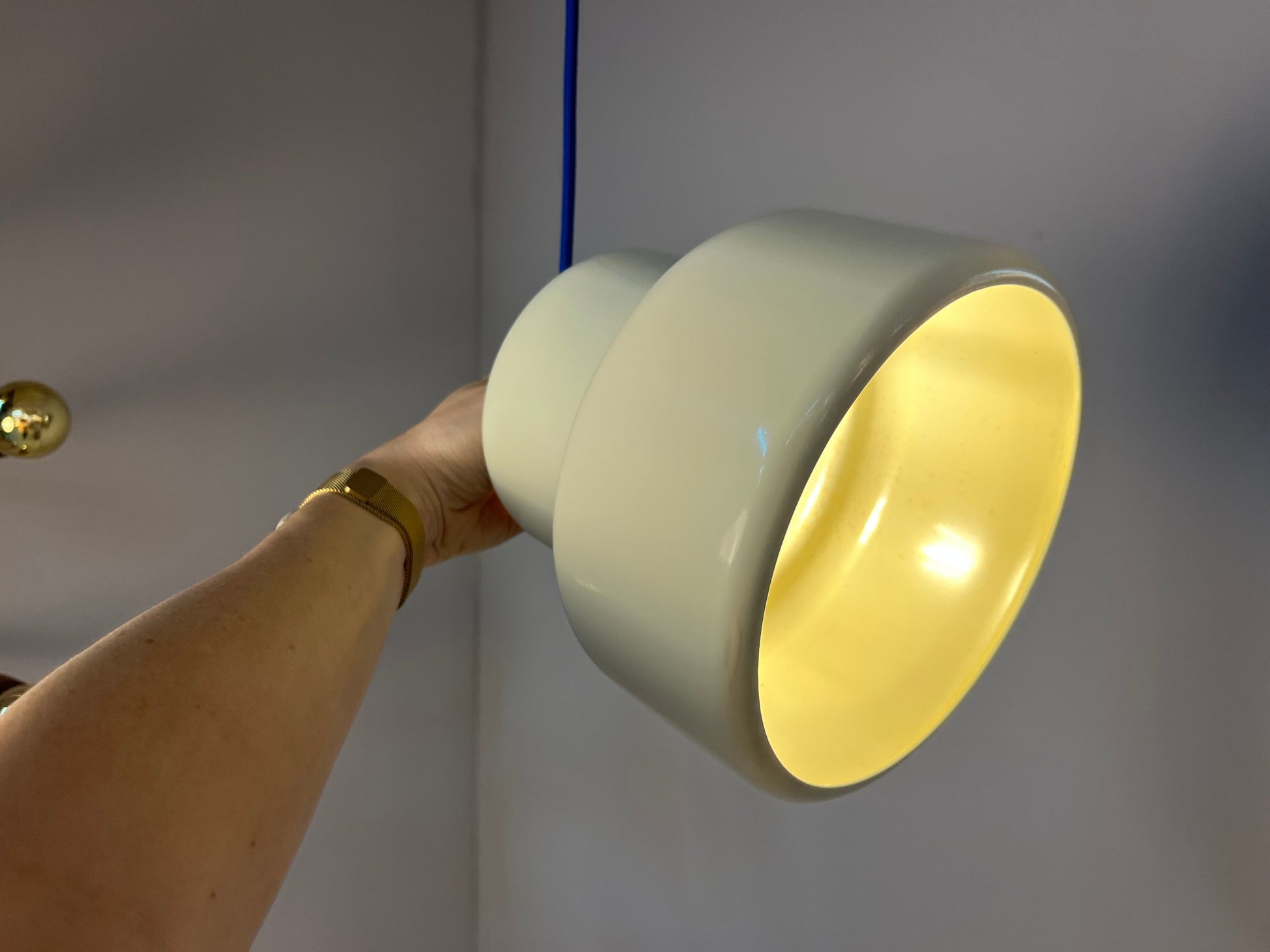 Vintage Hängelampe Poker von Jo Hammerborg für Fog und Mørup cremeweiß