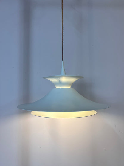 Vintage slatted lamp 'Radius' white by Erik Blaslev for Fog &amp; Mørup