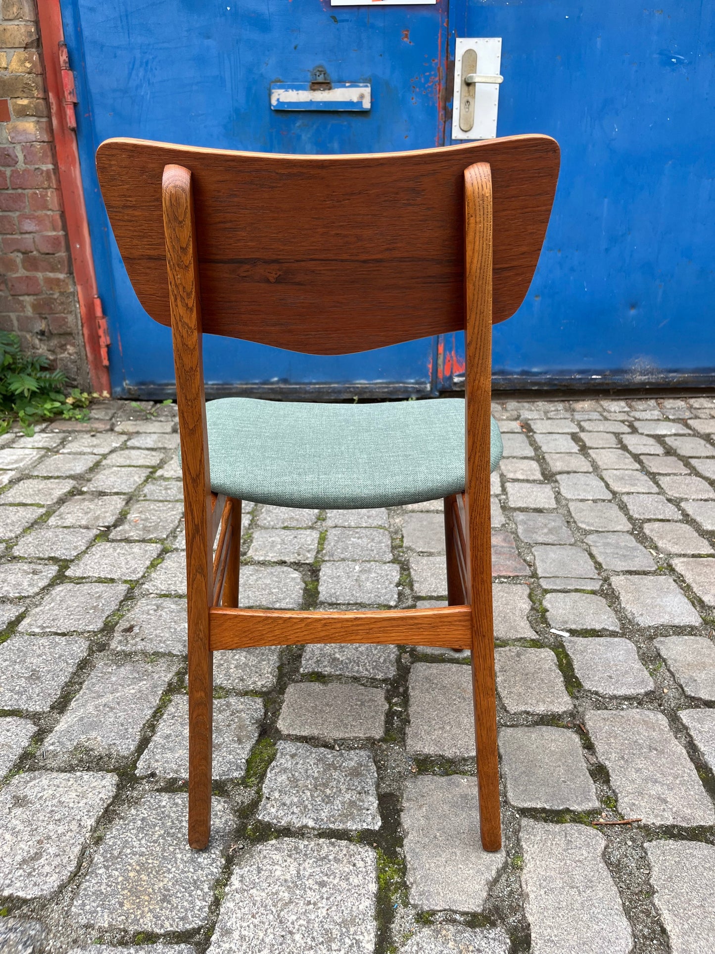Lot de 2 chaises de salle à manger vintage en teck bleu sarcelle