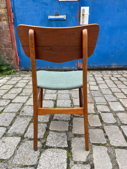 Lot de 2 chaises de salle à manger vintage en teck bleu sarcelle