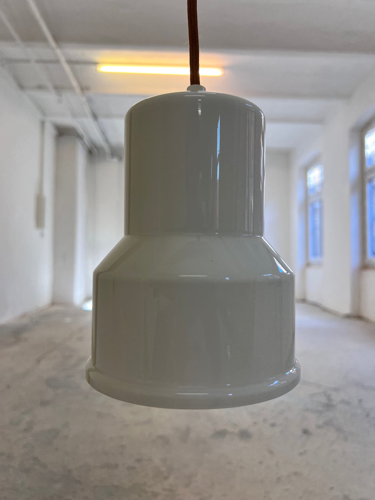 Vintage Hängelampe von Sidse Werner für Holmegaard, weißes Glas