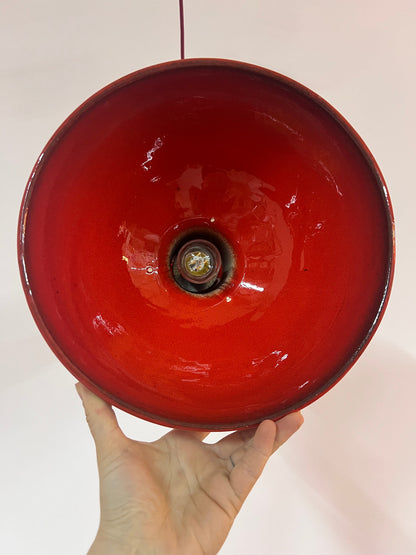 Vintage Hängelampe aus roter Keramik, West Germany, 1970er