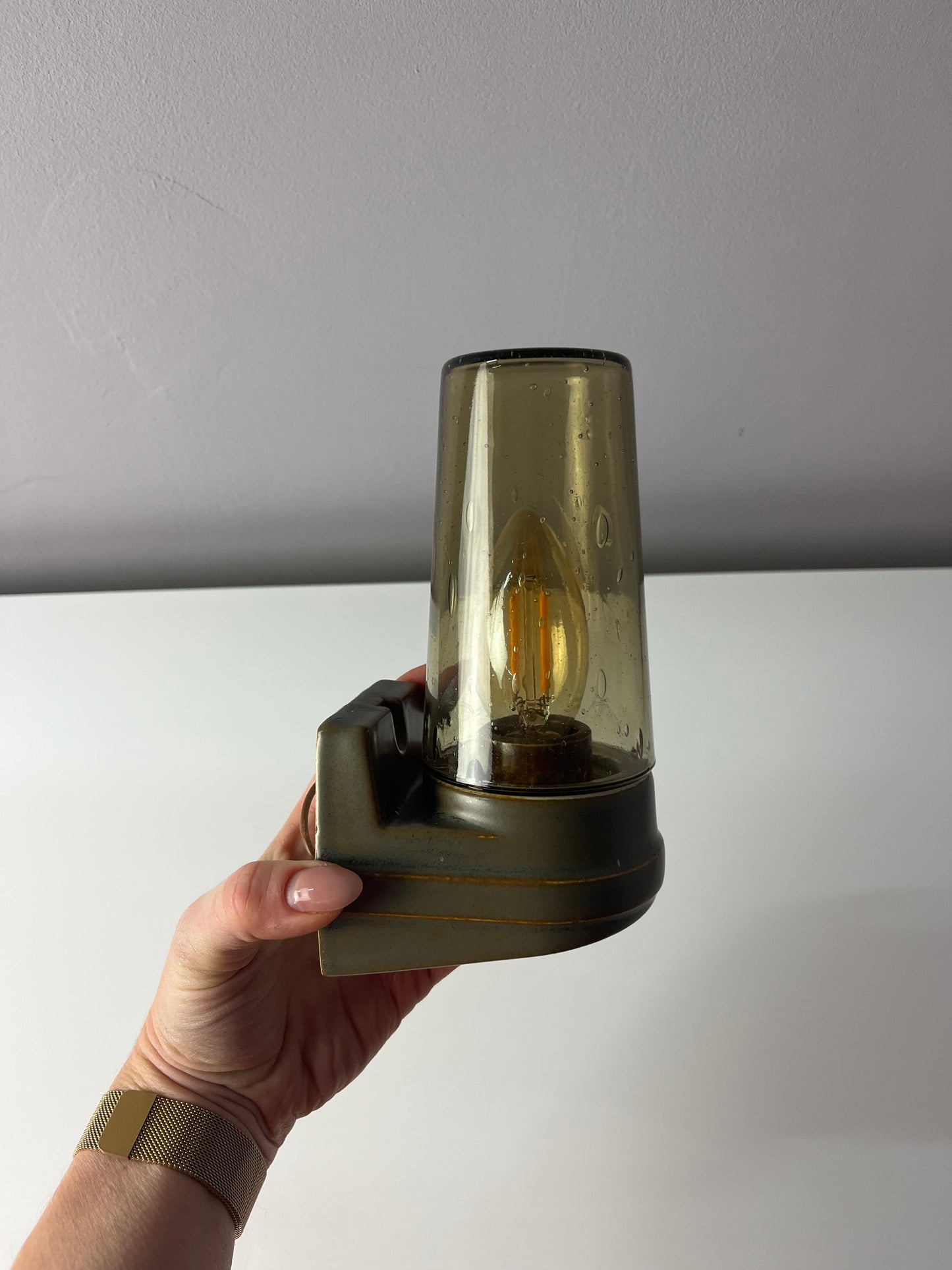 Vintage Wandlampe Modell 6080 Rauchglas von Sigvard Bernadotte für Ifö
