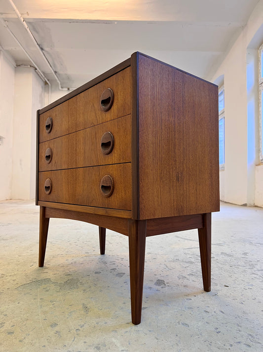 Vintage Kommode Teak aus Dänemark, 3 Schublade, braun refurbished
