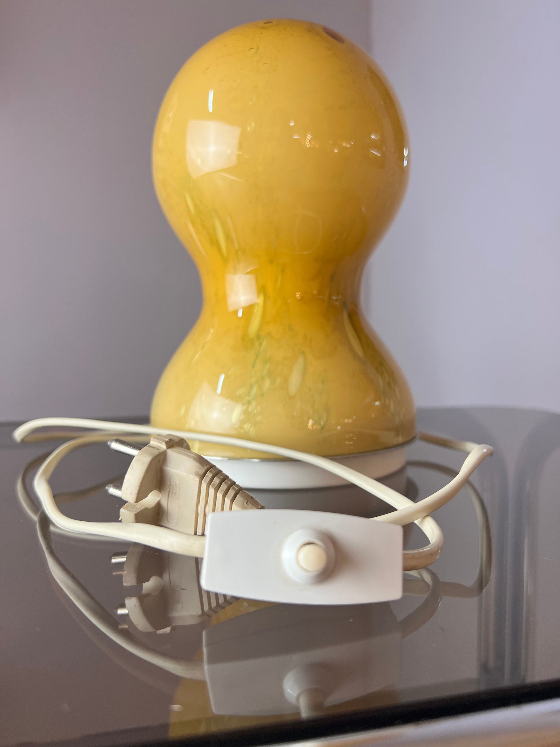 Vintage Tischlampe gelb Glas von Doria