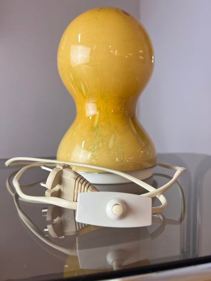 Vintage Tischlampe gelb Glas von Doria