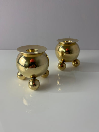 Set of 2 sphere candlesticks by Gusums Bruk