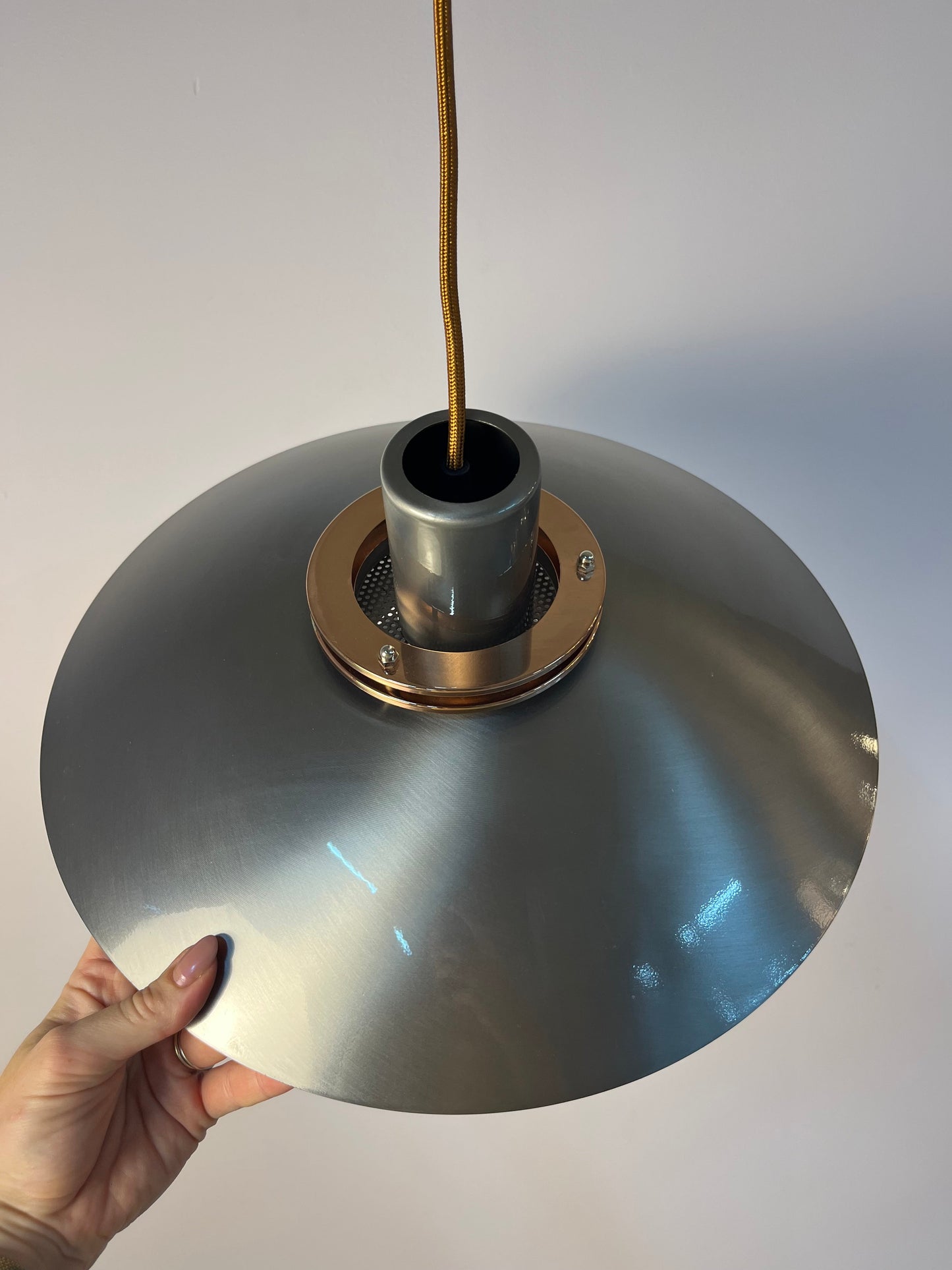 Vintage Hängelampe "Leto" silber-kupfer von Top Lamper