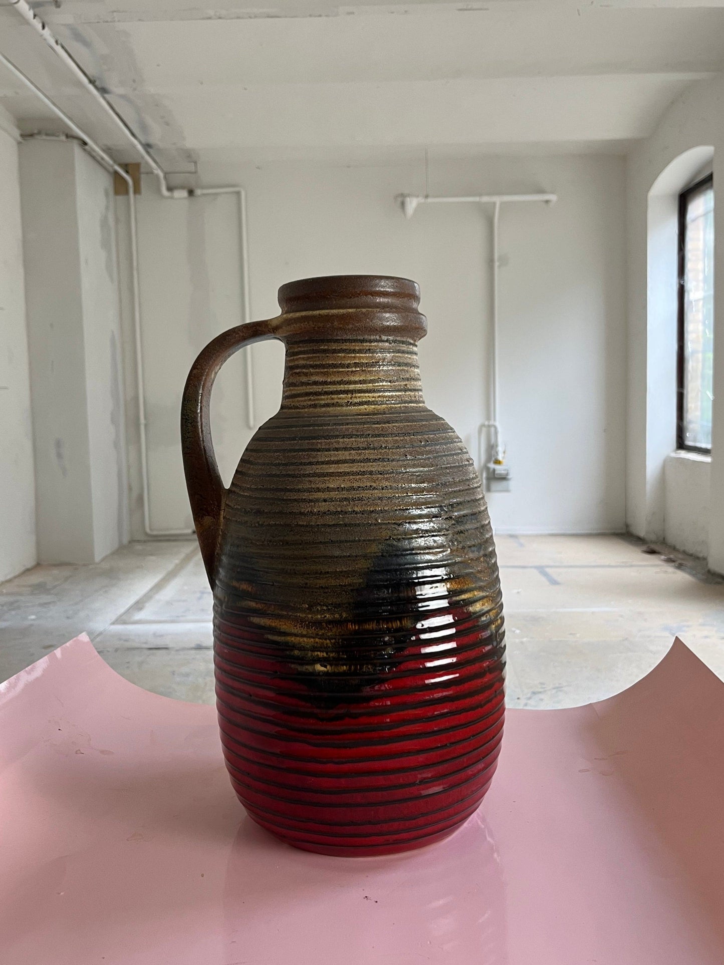 Vintage floor vase 417-42 red brown by Scheurich West Germany