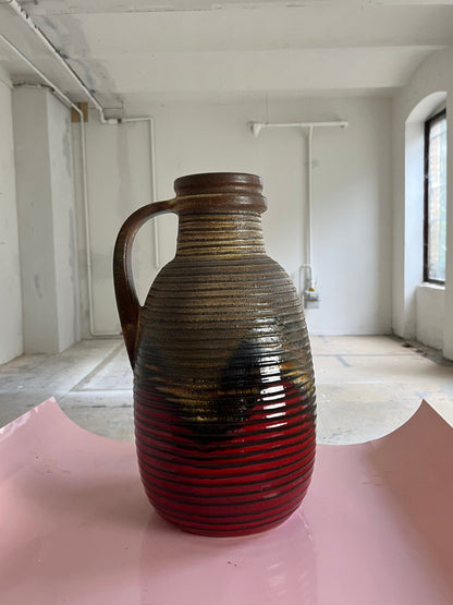 Vintage floor vase 417-42 red brown by Scheurich West Germany