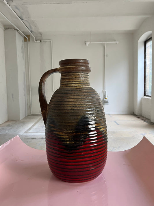 Vintage floor vase 417-42 red brown by Scheurich West Germany