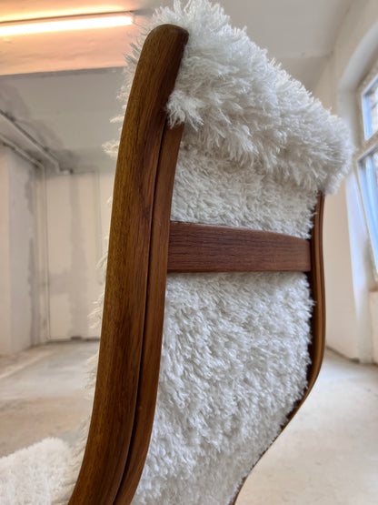 Vintage Sessel Lamino von Yngve Ekström für Swedese Kunstfellbezug beige, braun