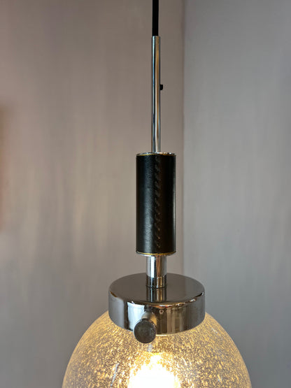 Vintage Hängelampe Kugel Glas und Chrom