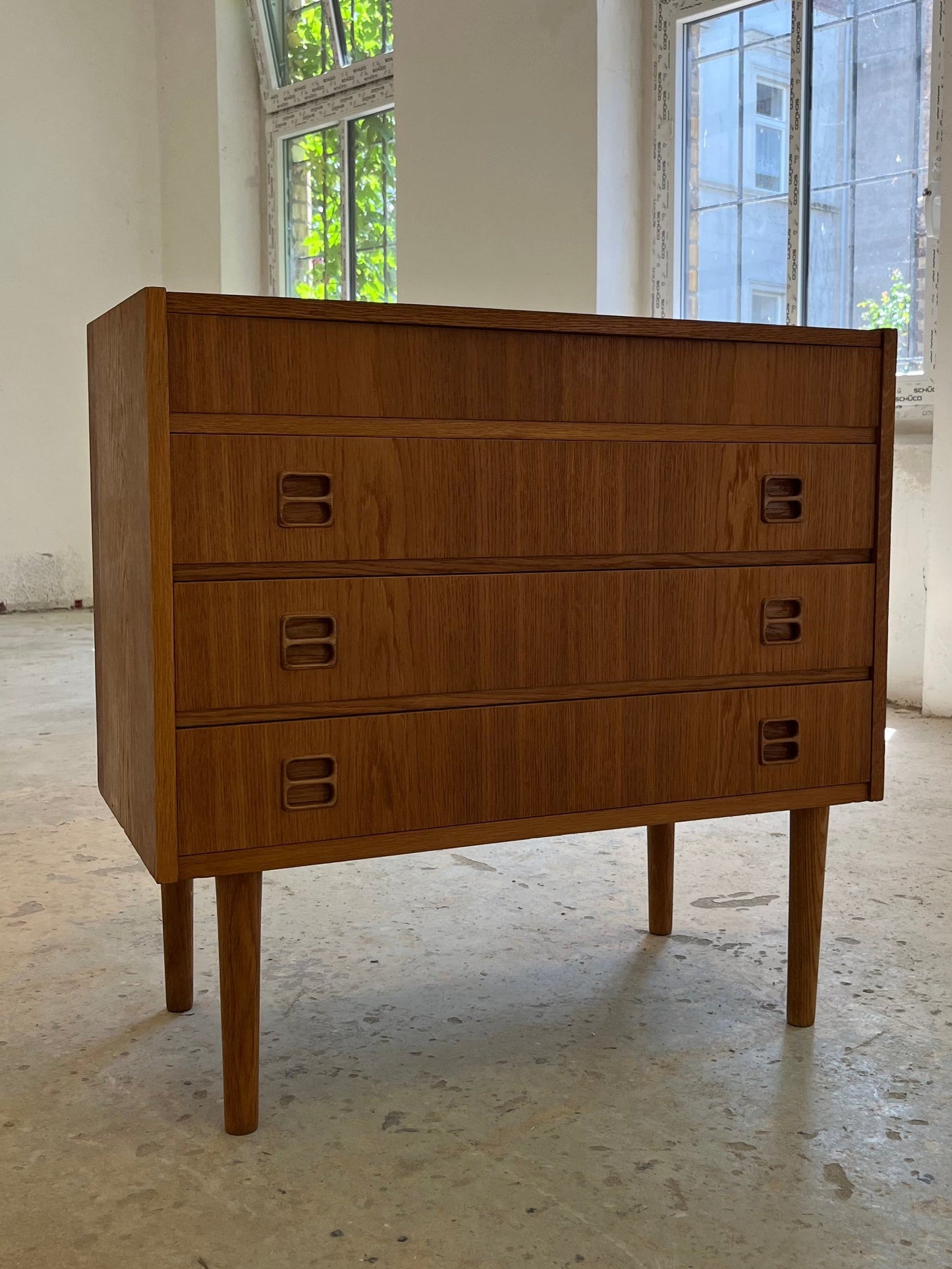 Vintage Kommode Eiche mit Spiegel und Klappfach aus Dänemark