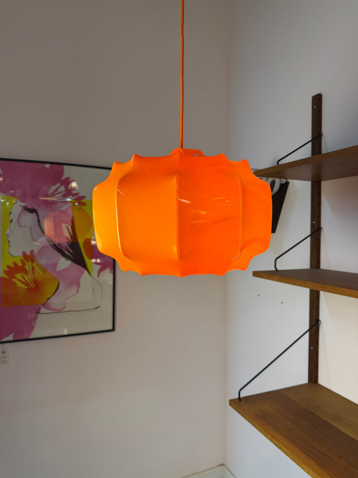 Vintage Hängelampe Orange von Ilka Plast, Space Age