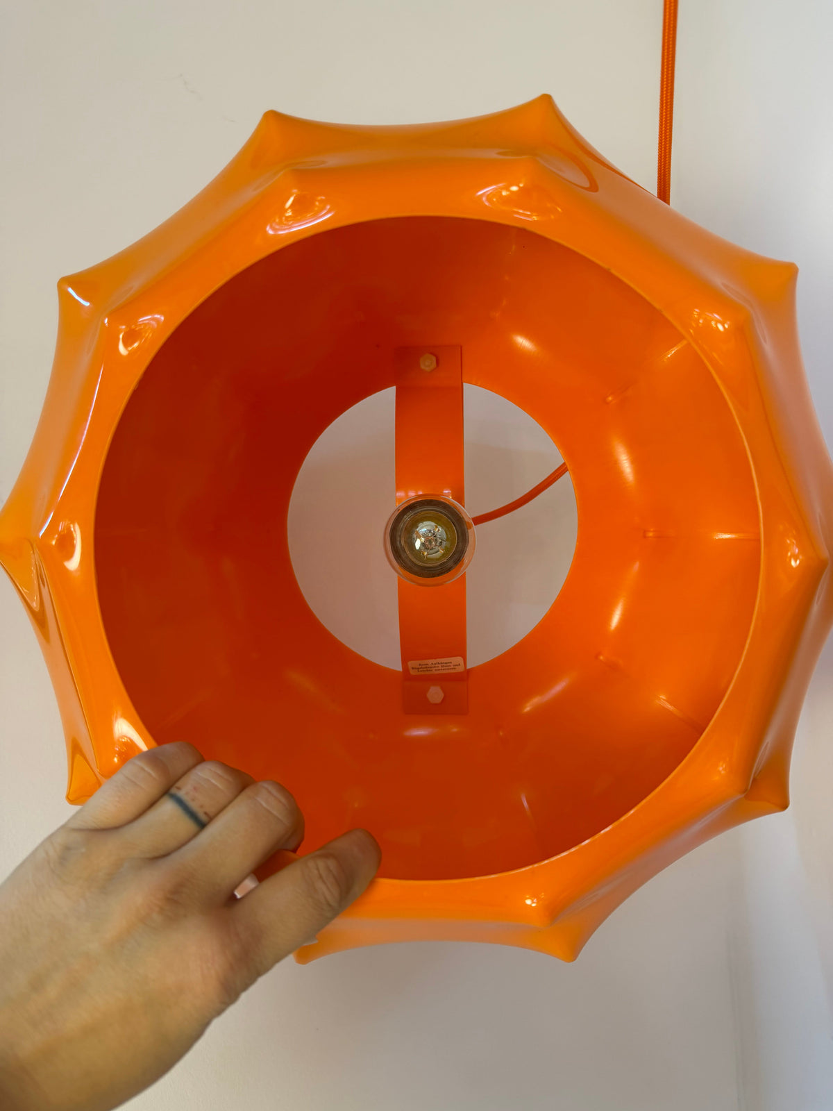 Vintage Hängelampe Orange von Ilka Plast, Space Age
