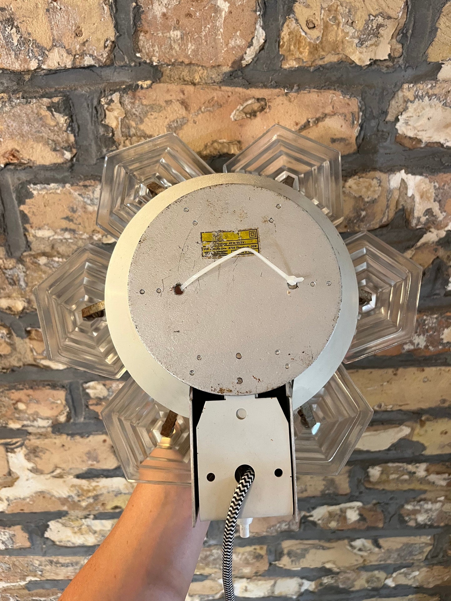 Vintage Wandlampe Eiskristall von VEB Kristallleuchtenbau Ebersbach