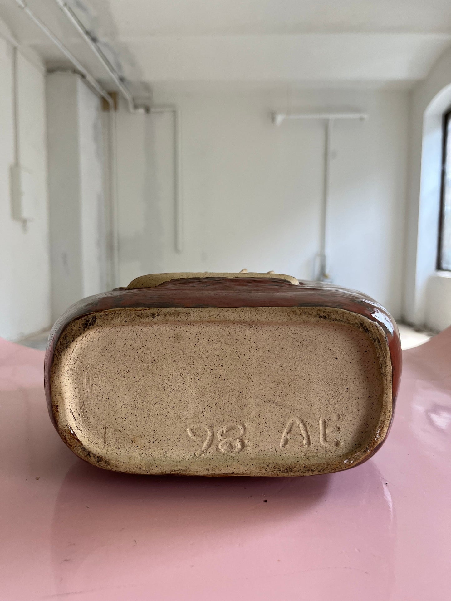 Vintage vase ship brown ceramic Denmark