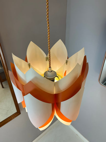 Vintage Hängelampe Ballet orange weiß von Lars Schiøler für P.J. Høyrup