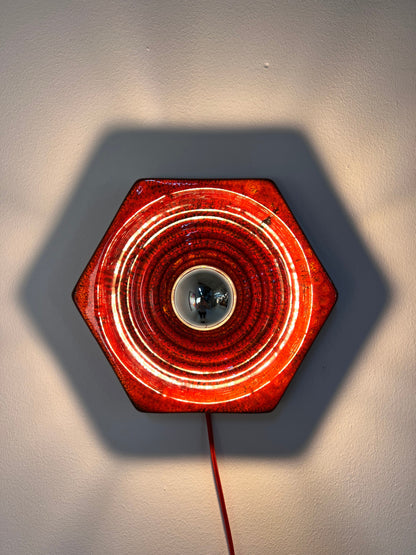 Vintage Wandlampe von Hustadt Leuchten aus roter Keramik