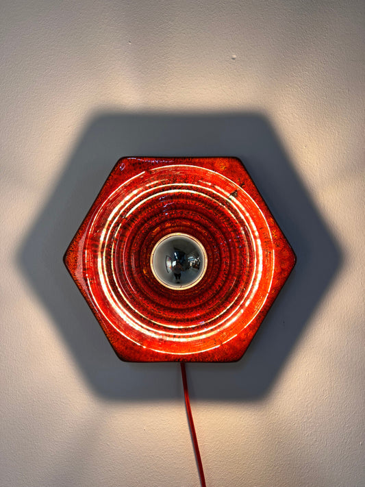 Vintage Wandlampe von Hustadt Leuchten aus roter Keramik