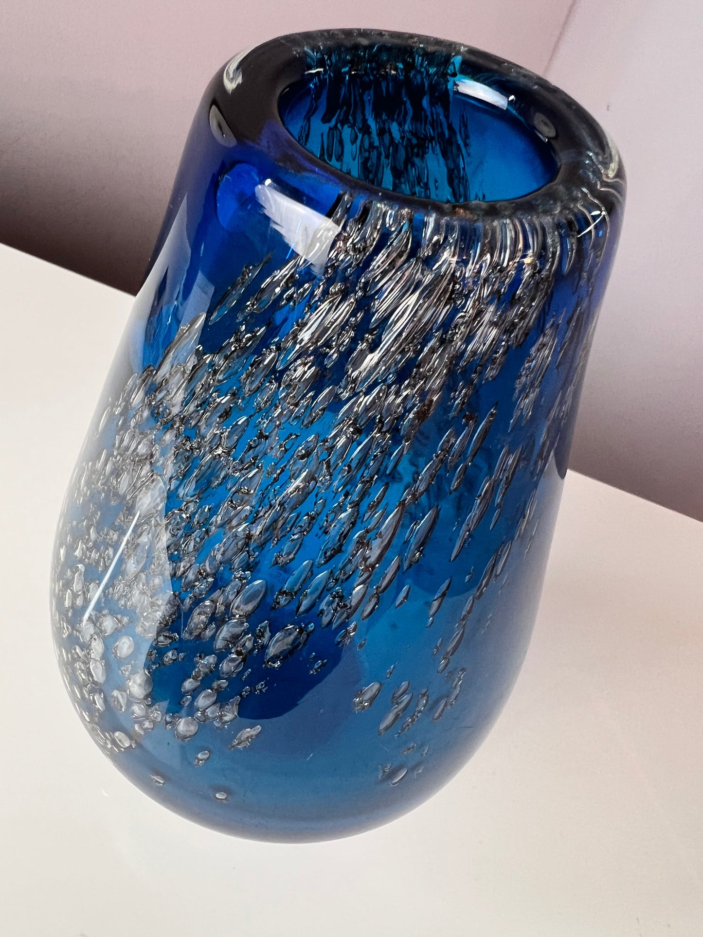 Vintage Vase blau Glas von Heinrich Löffelhardt für Schott Zwiesel