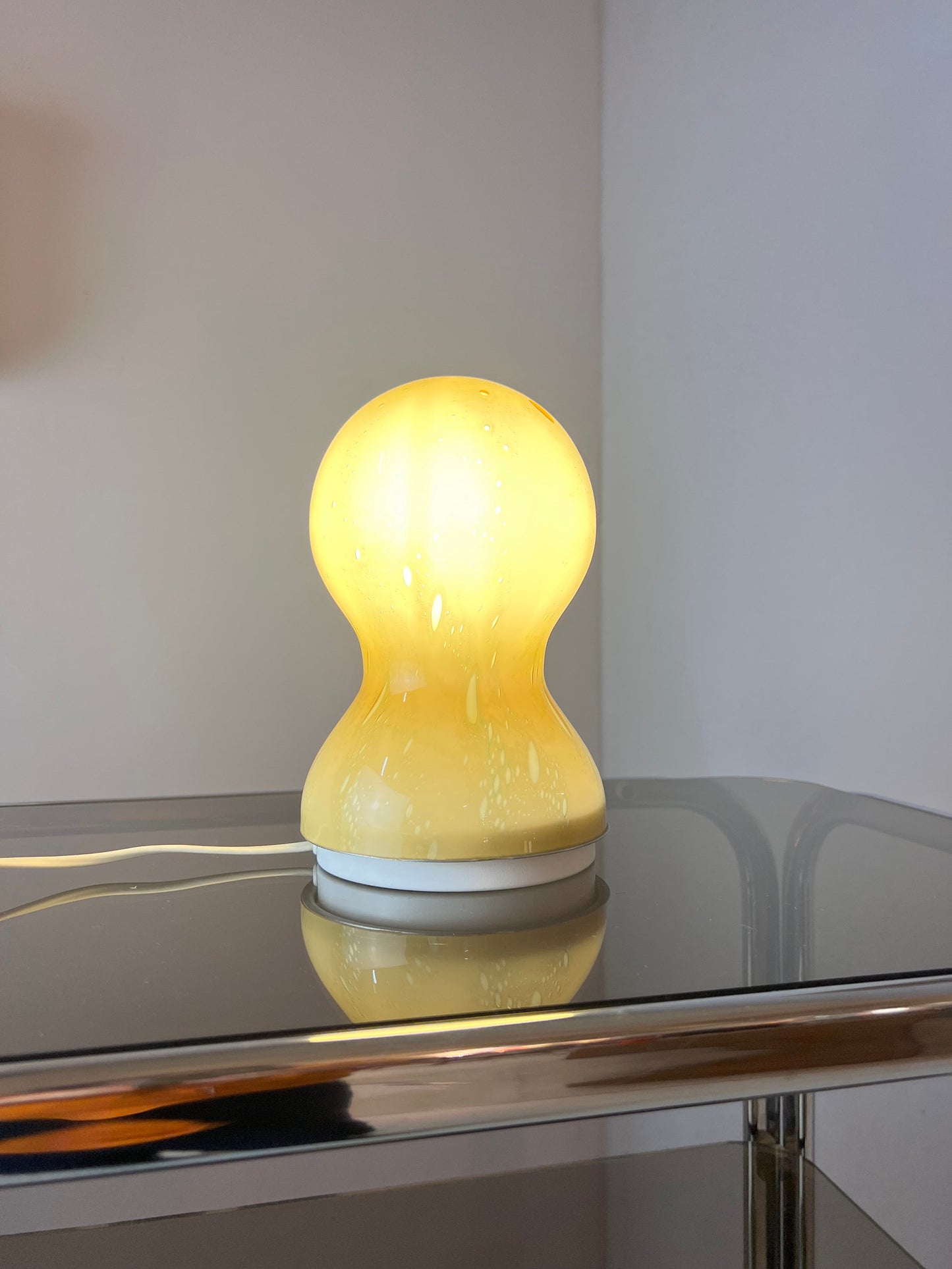 Vintage Tischlampe gelb Glas von Doria