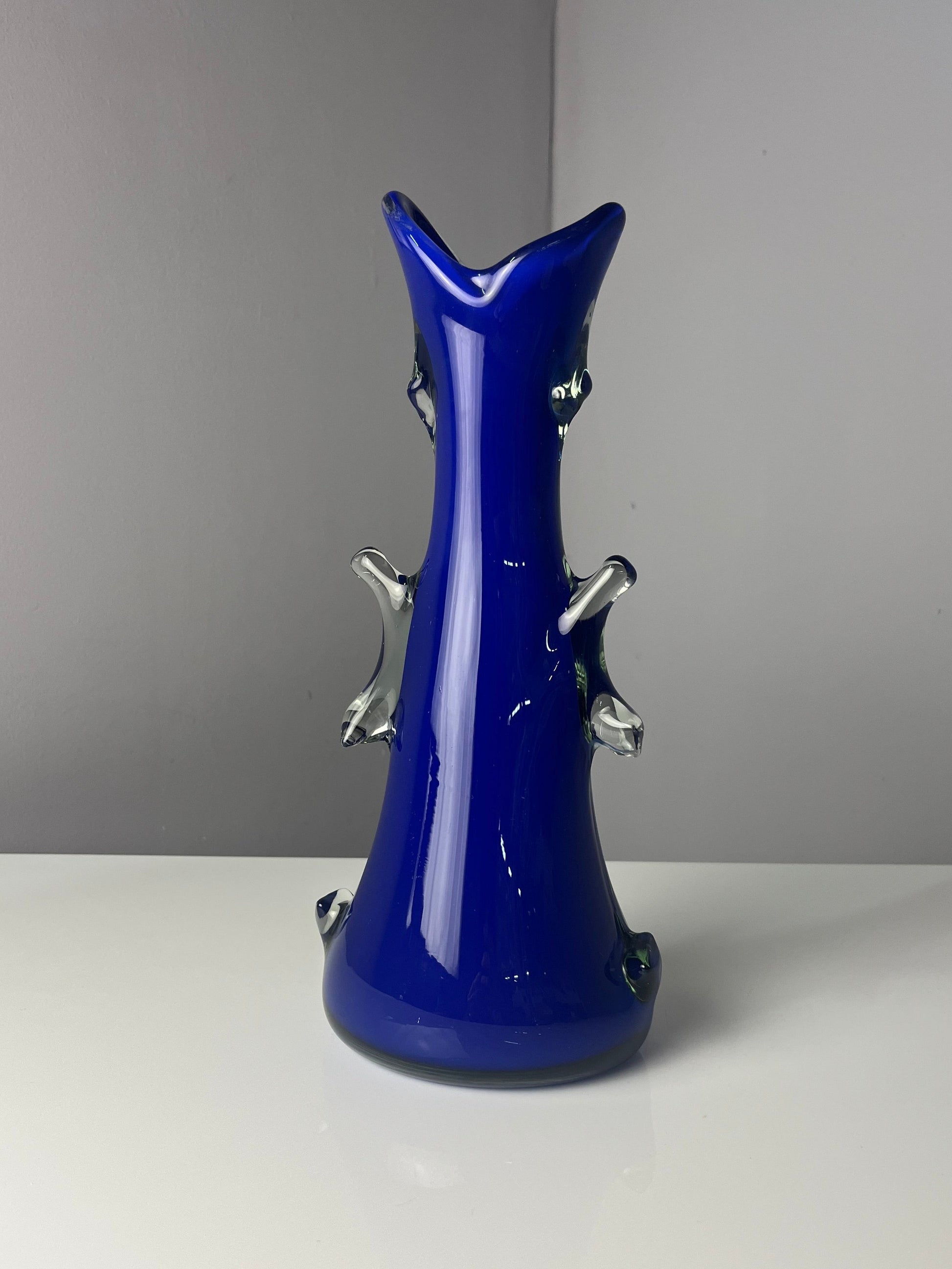 Vintage Vase Shark Fin blau von HSG Tarnowiec