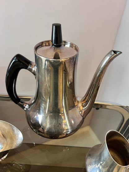 Vintage Kanne Zuckerdose Milchkännchen Sauciere EPNS versilbert von Hans Bunde für COHR Denmark Set
