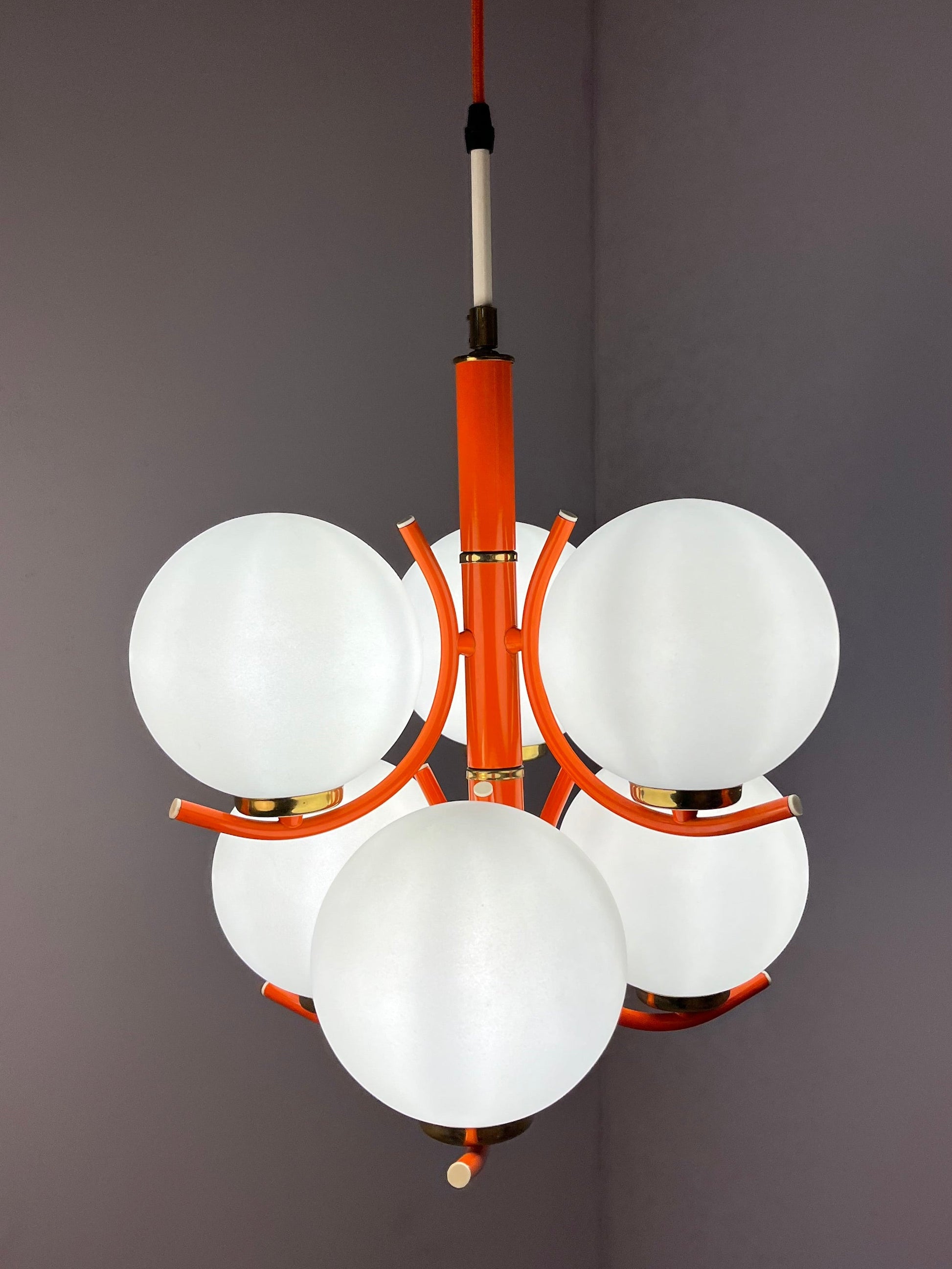 Vintage Kronleuchter von Richard Essig für Pre-Loved orange weiß