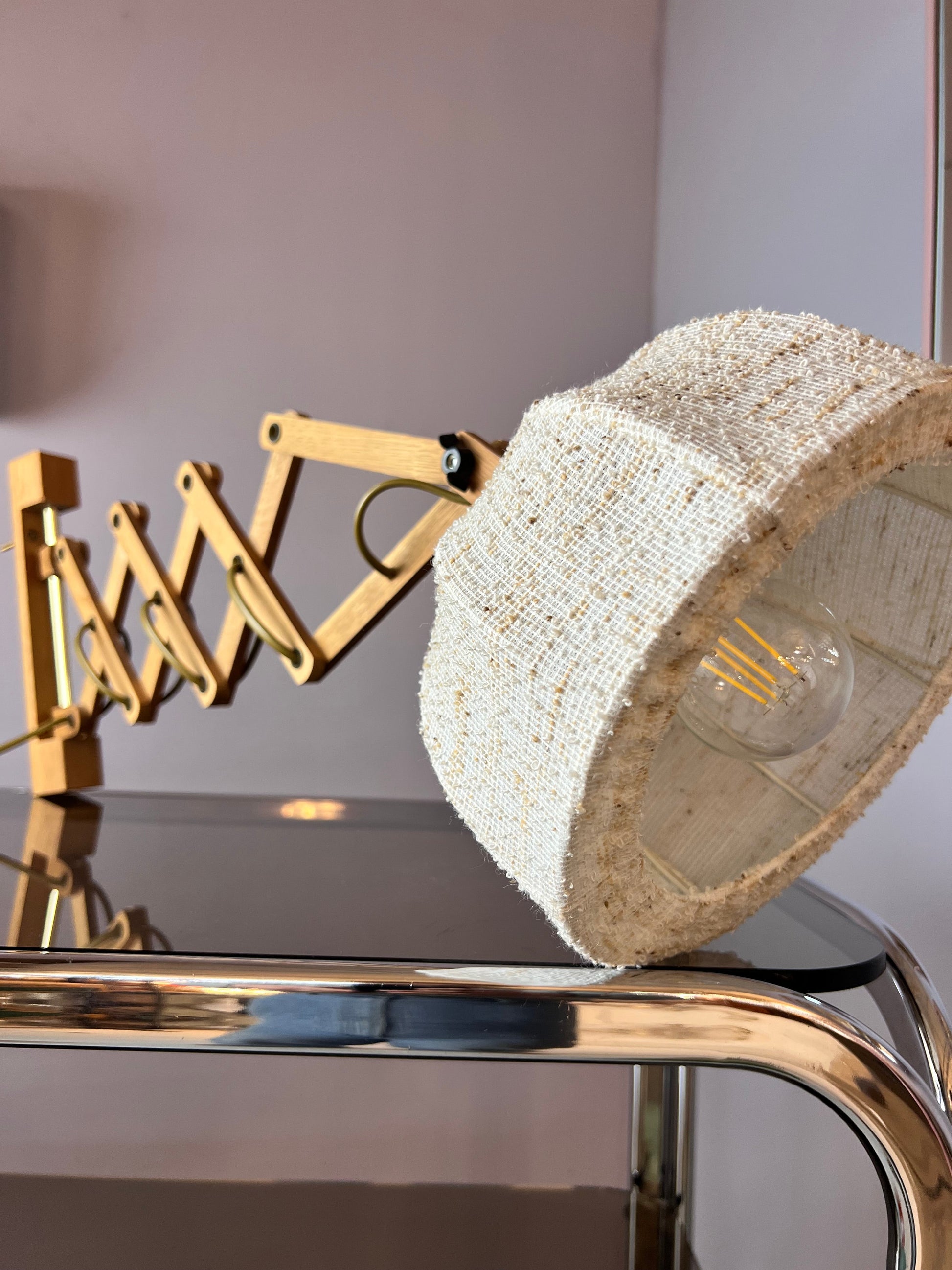 Scherenlampe beige Eiche