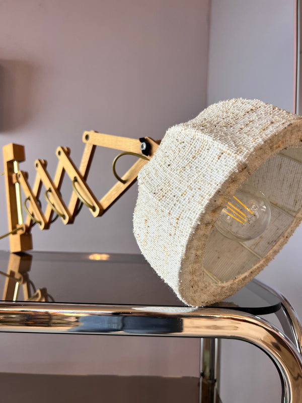Scherenlampe beige Eiche
