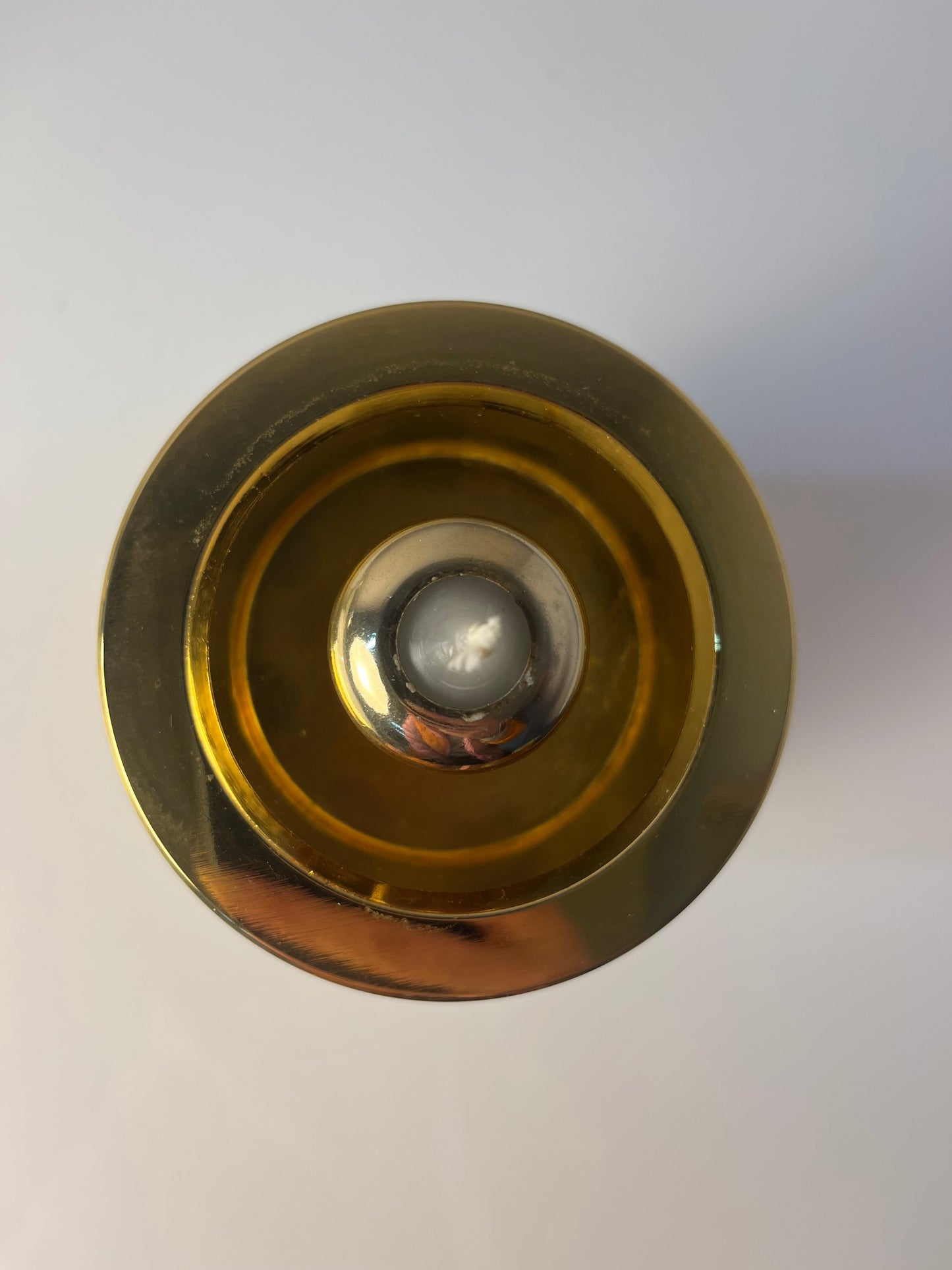 Vintage Kerzenständer von FÖHL für FÖHL Federmechanik Rauchglas Messing