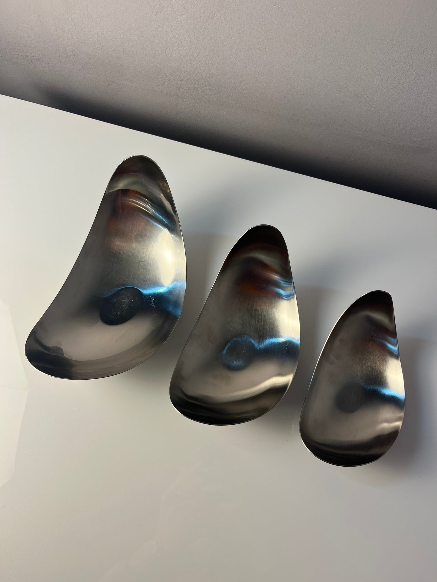 Vintage Servierschale Leaf von Helle Damkjær für Georg Jensen Set von 3