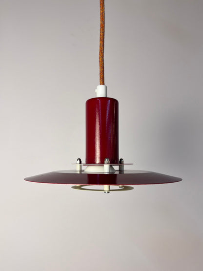 Vintage Lamellenlampe "4020" von Lyfa, dunkelrot