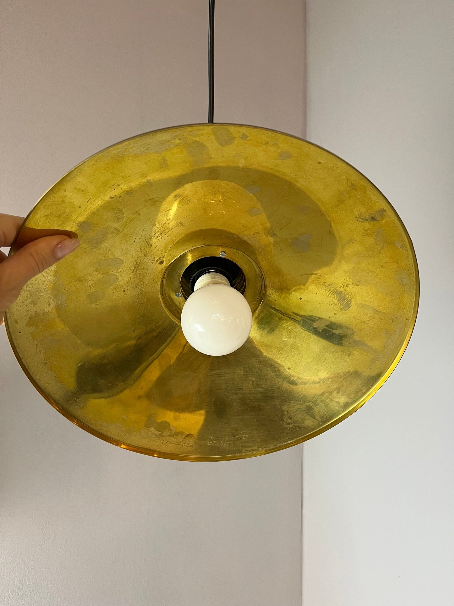 Vintage Hängelampe Messing aus Dänemark