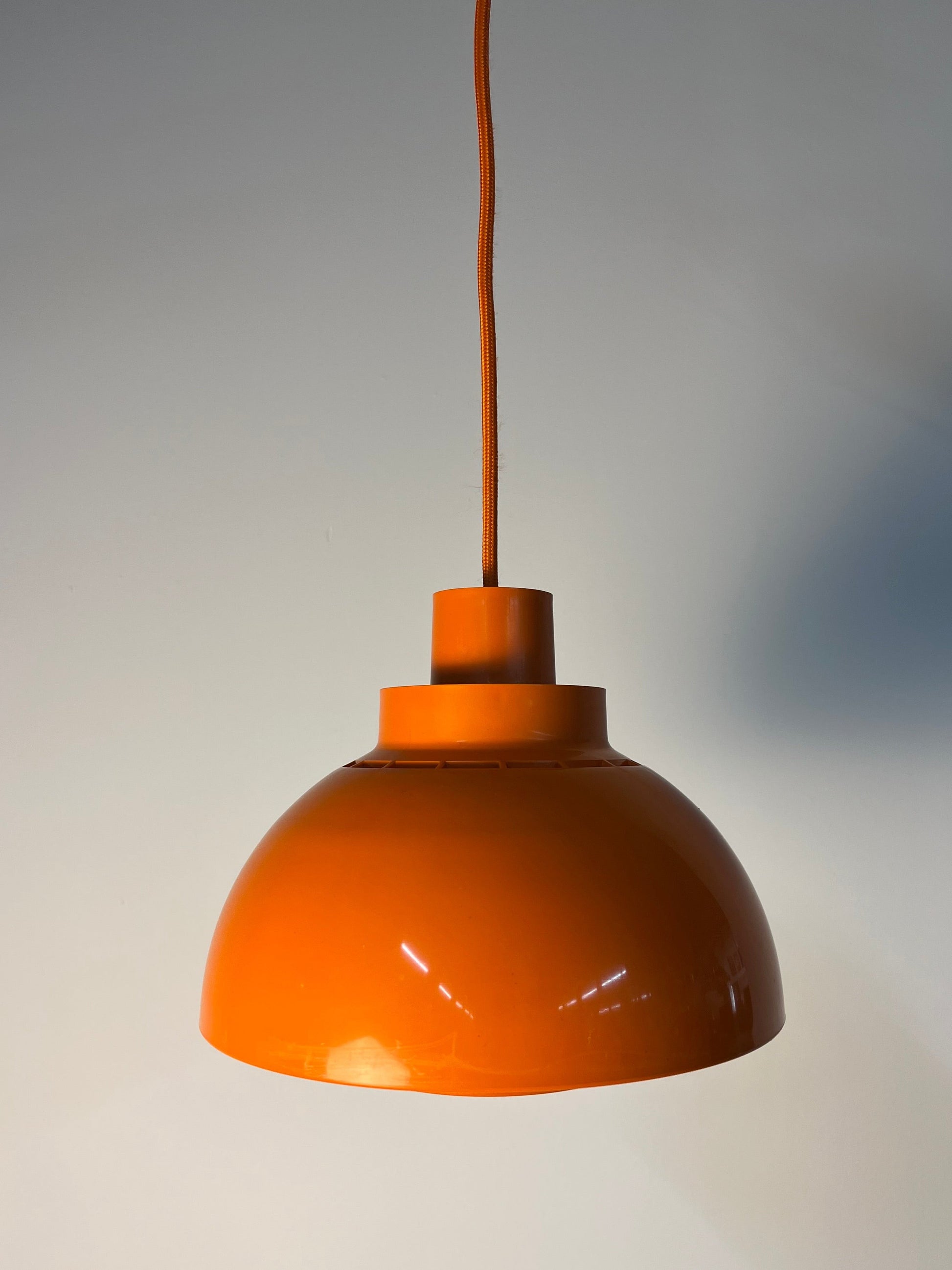 Vintage Hängelampe Minisol von K. Kewo für Nordisk Solar, Orange