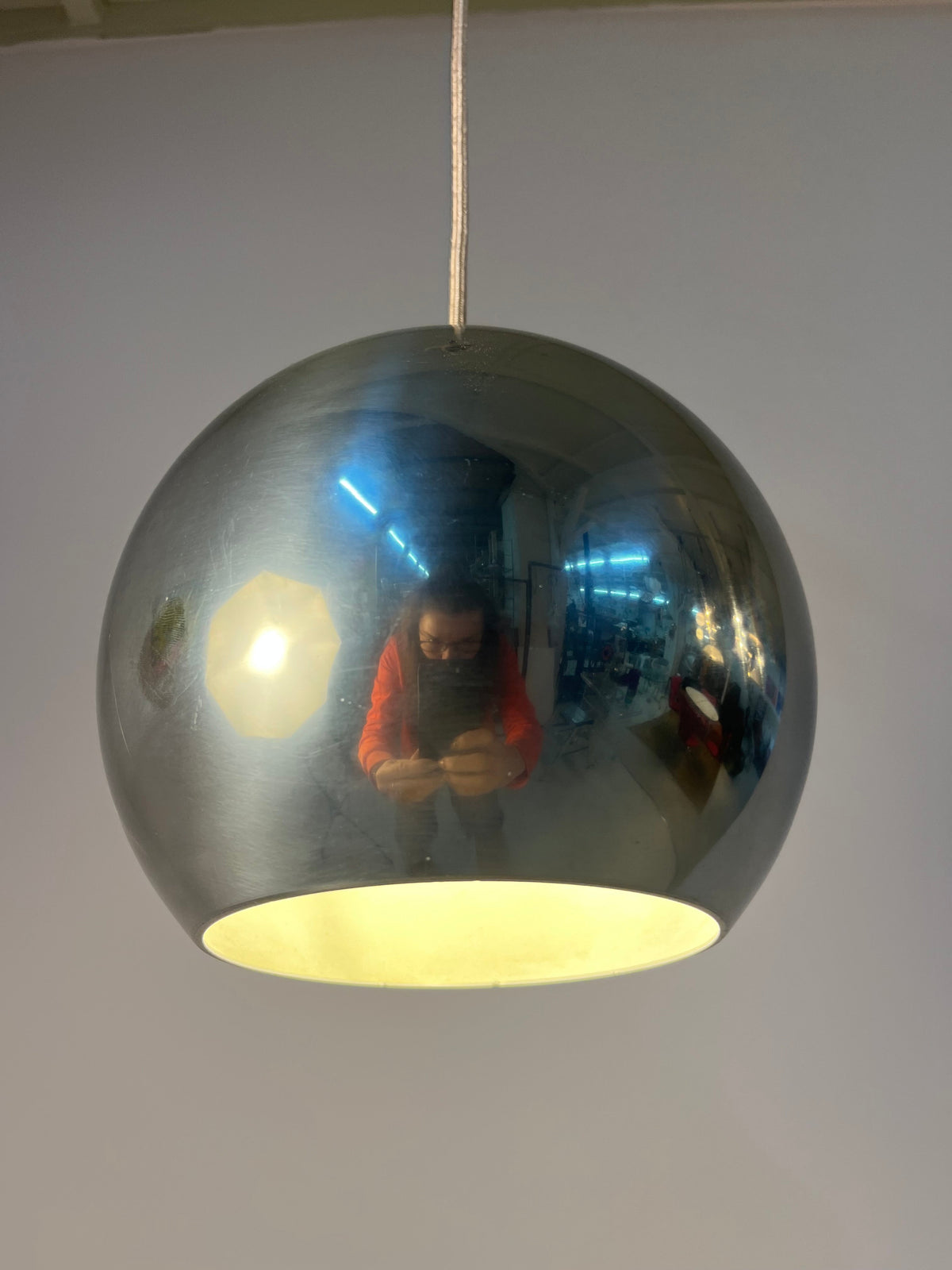 Vintage Pendelleuchte Topan von Verner Panton für &Tradition Chrom