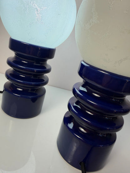 Vintage Tischlampe Keramik und Glas von Cari Zalloni für Dümler und Breiden