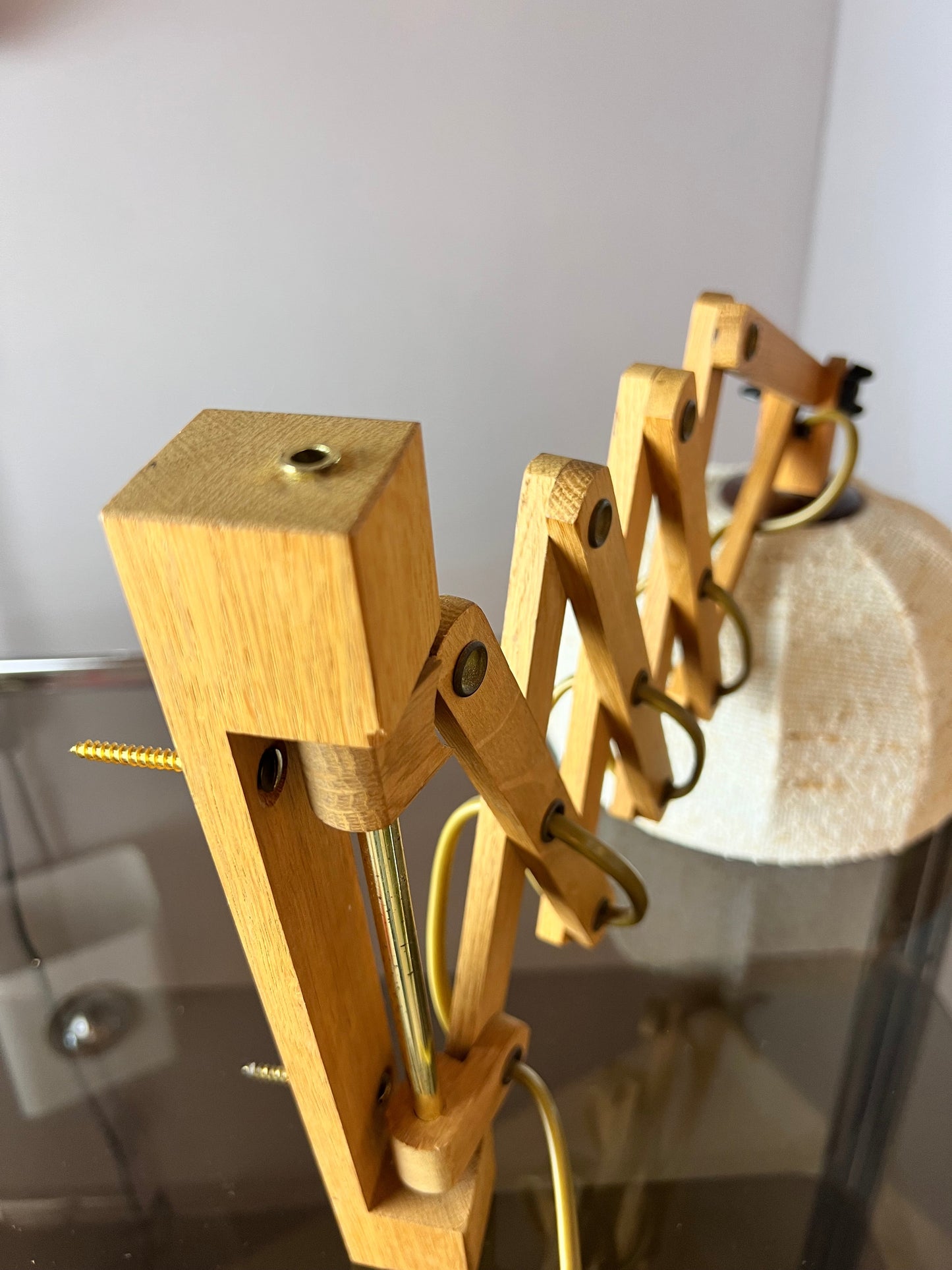 Scherenlampe beige Eiche