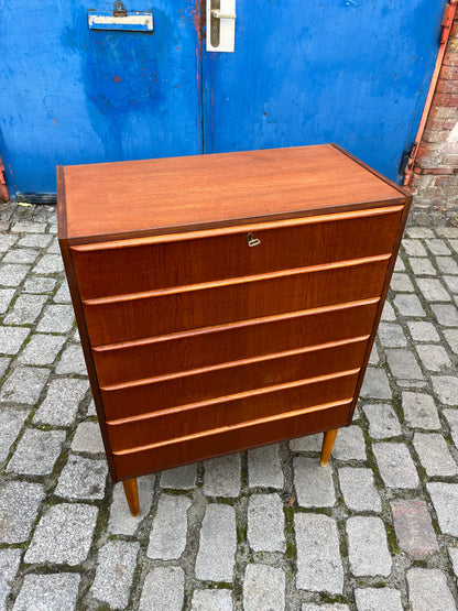 Vintage Kommode Teak mit Schloss aus Dänemark