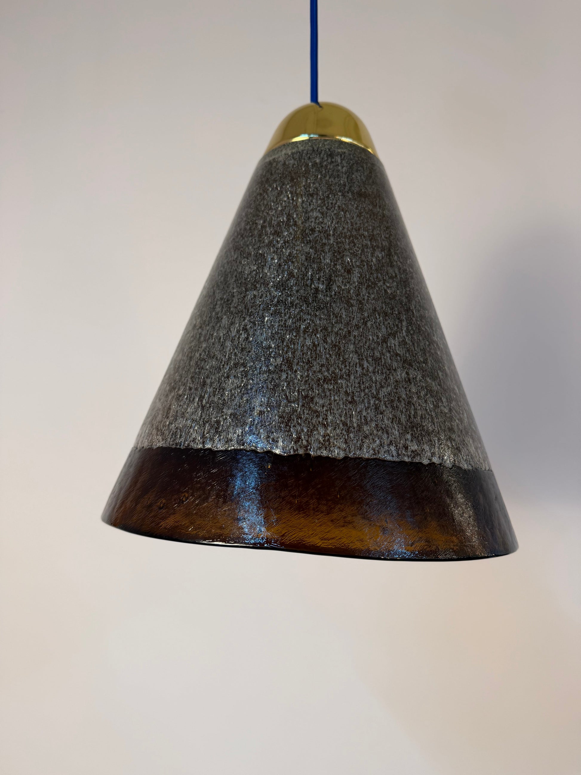 Vintage Hängelampe braun aus Glas von Peill und Putzler